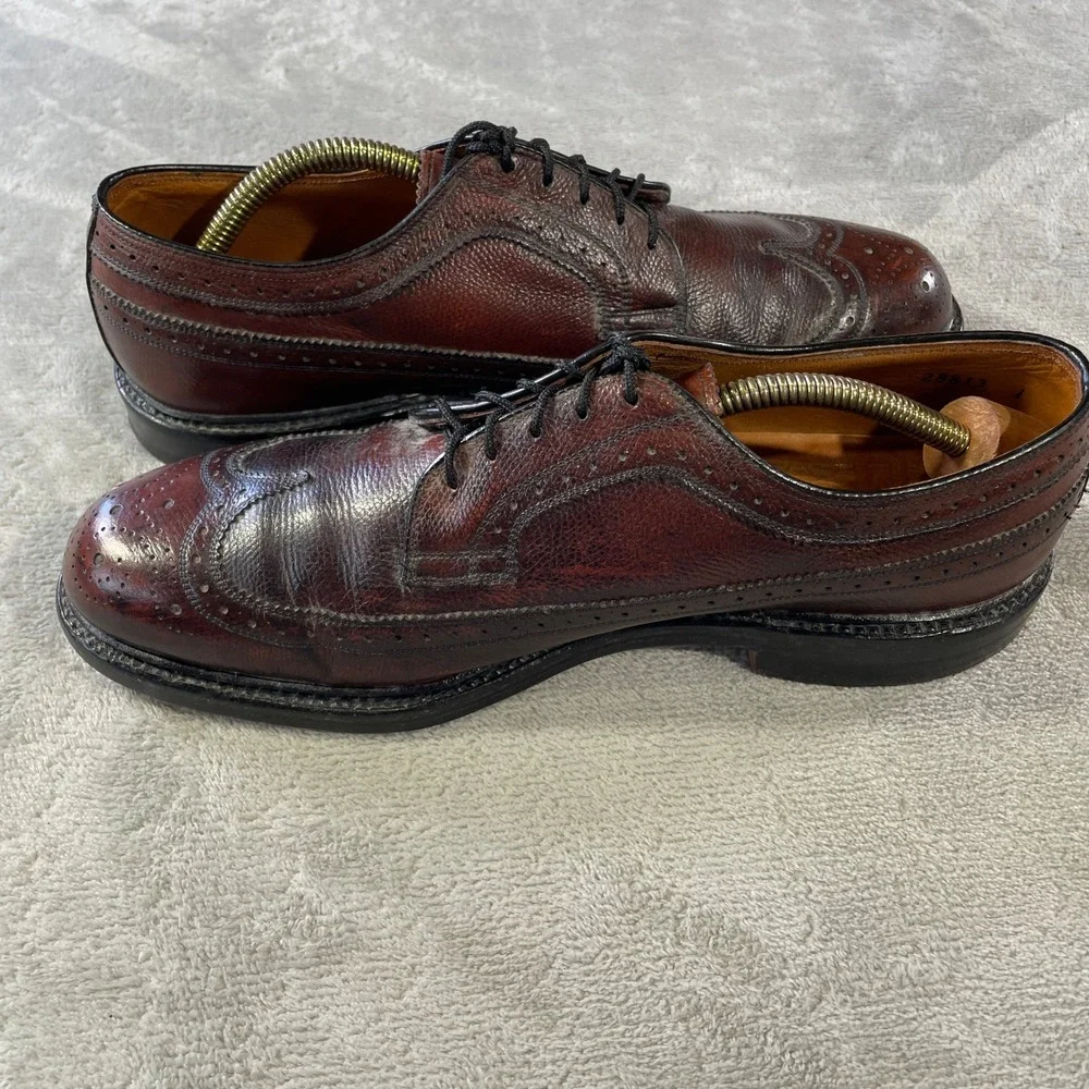 Johnston Murphy Aristocraft Wingtip Blucher Shoes Mens 9 Burgundy Leather Office